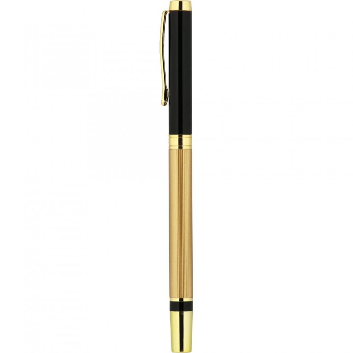 Siyah Gold Gövdeli Metal Klipsli Lazer Baskılı Promosyon Roller Kalem